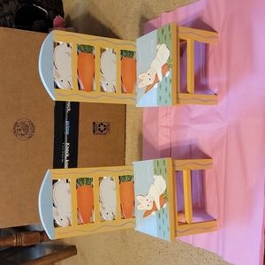 A pair of 12" wooden vintage Easter themed chairs